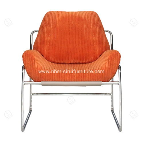 Saddle leather cotton line stainless steel lounge chair